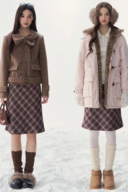 Vintage Plaid Midi Skirt