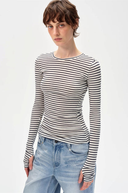Versatile Knitted Striped Wool Base Shirt