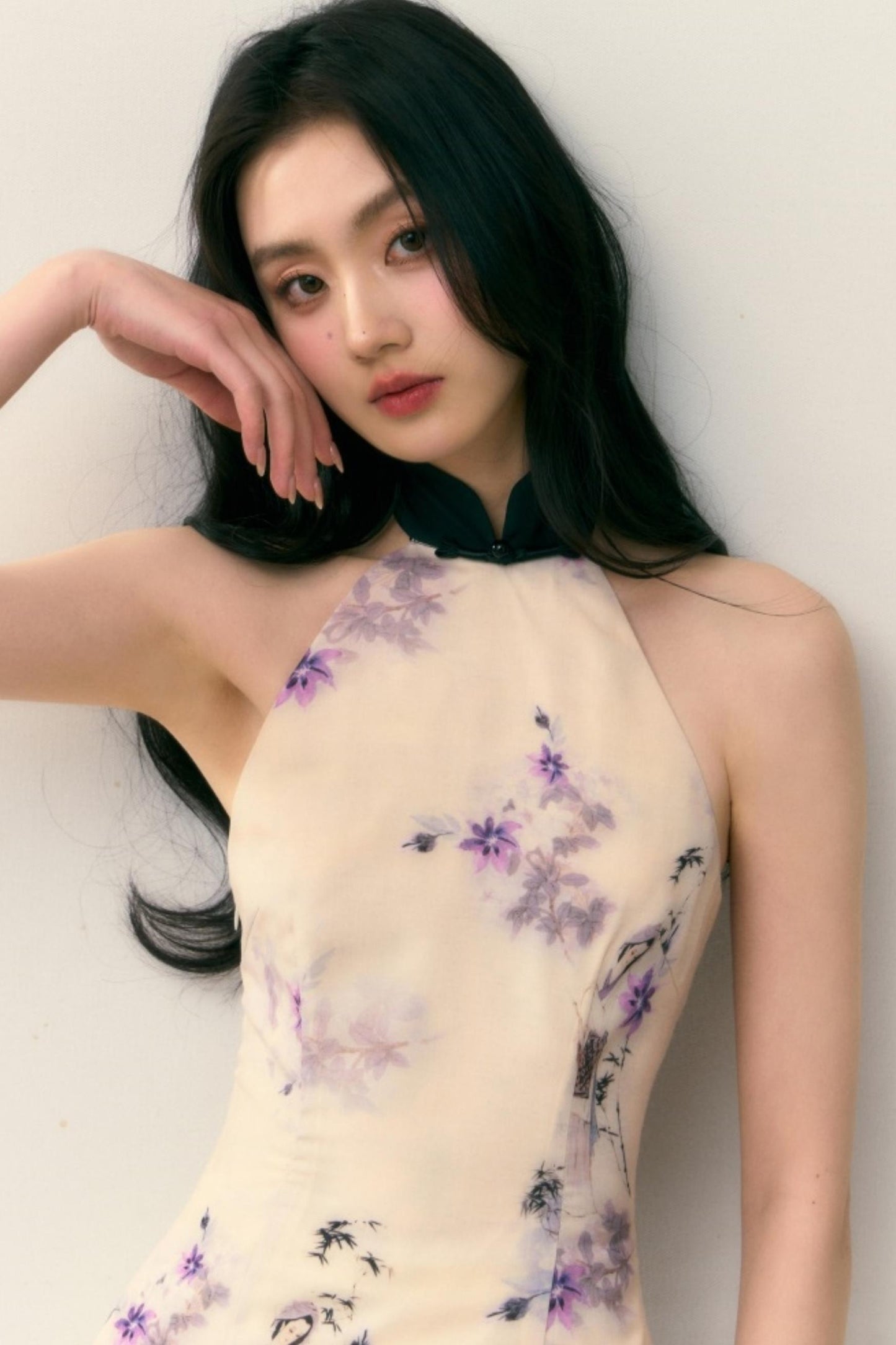 Pastel Lotus Neck-Tie Oriental Dress