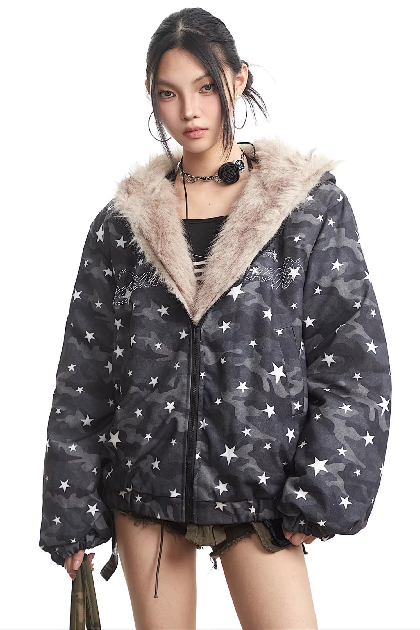 Retro Camouflage Hooded Jacket