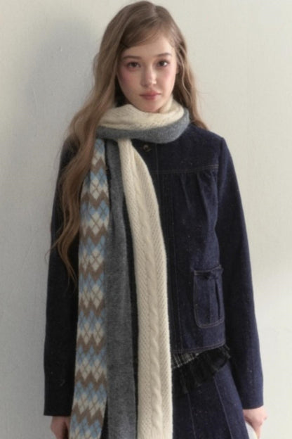 Retro Knitted Long Strip Scarf