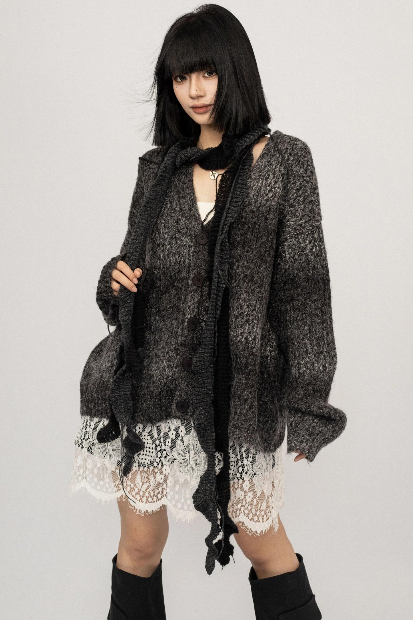 Gradient Loose Knit Cardigan