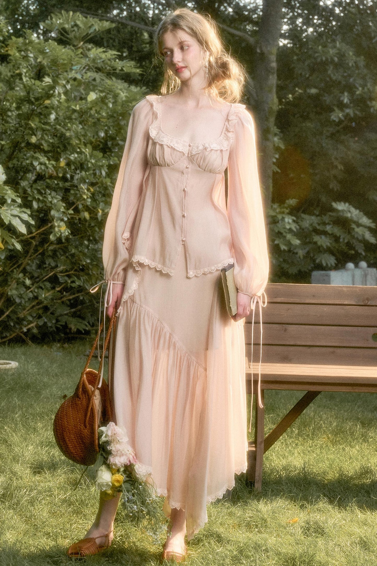 Elegant Vintage Tencel Air Fabric Two-Piece Set-Up