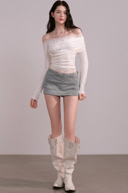 Slim A-Line Denim Skirt