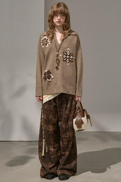 Volumetric Snowflake V-Neck Casual Top