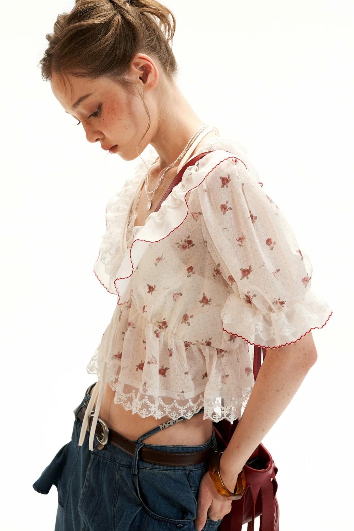 Polka Dot Ruffled Top