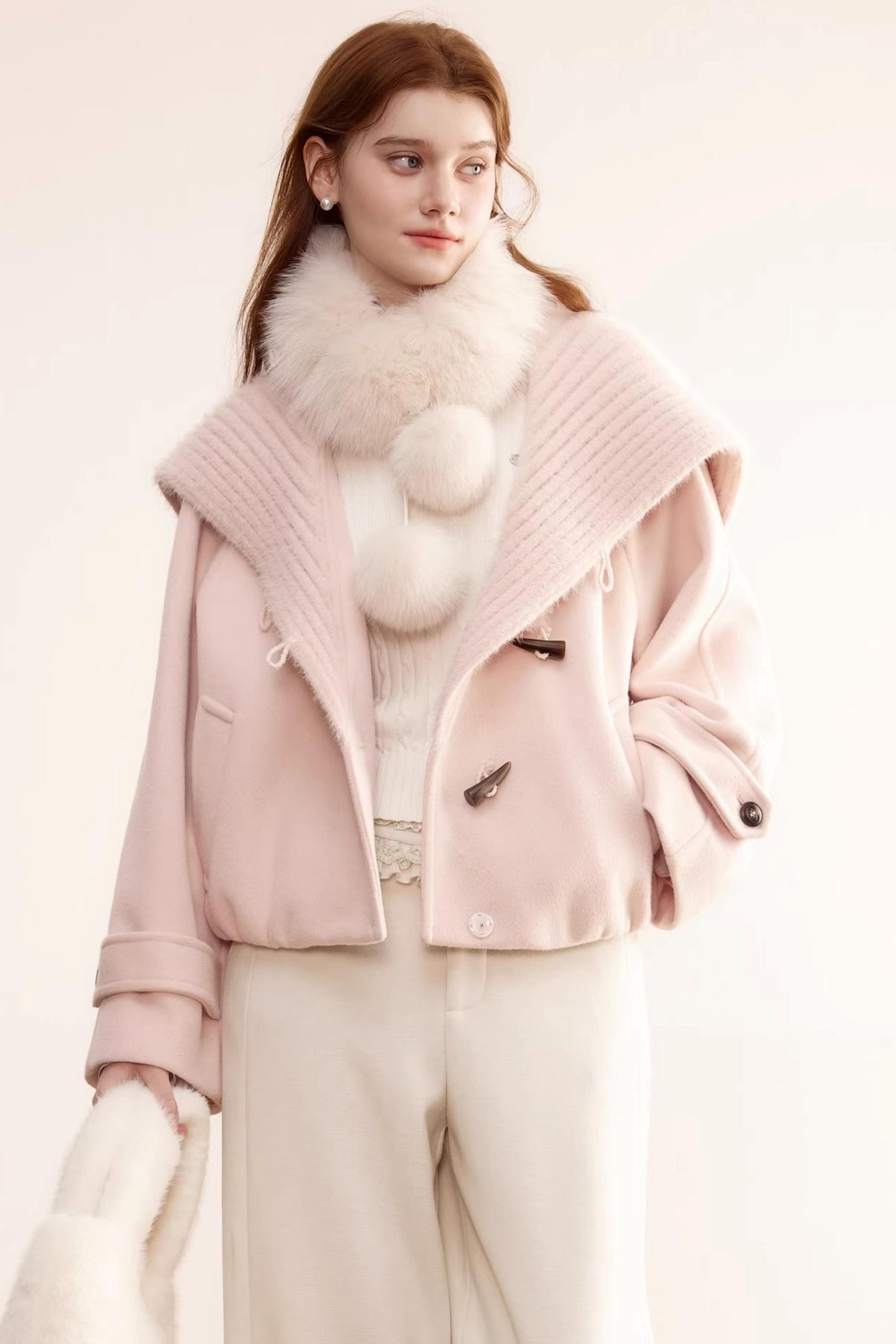 Woolen Short Shawl Collar Coat