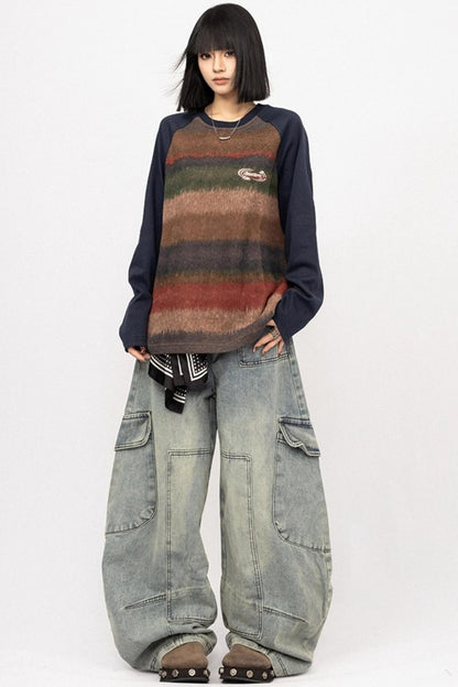 Contrast Stitching Long Sleeve T-Shirt