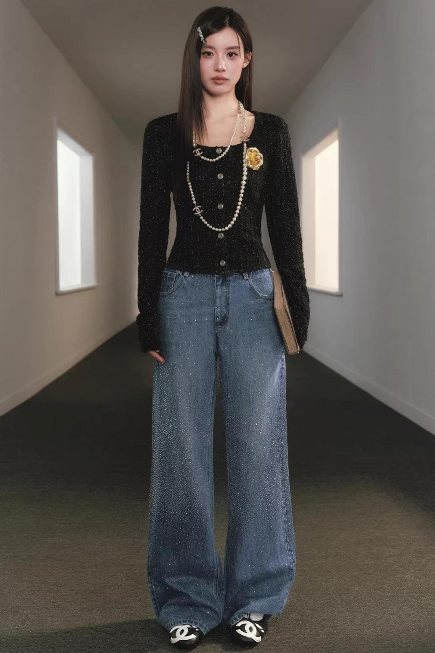 Silver Silk Retro Cardigan Top