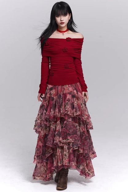 Stunning Red Off-Shoulder Top