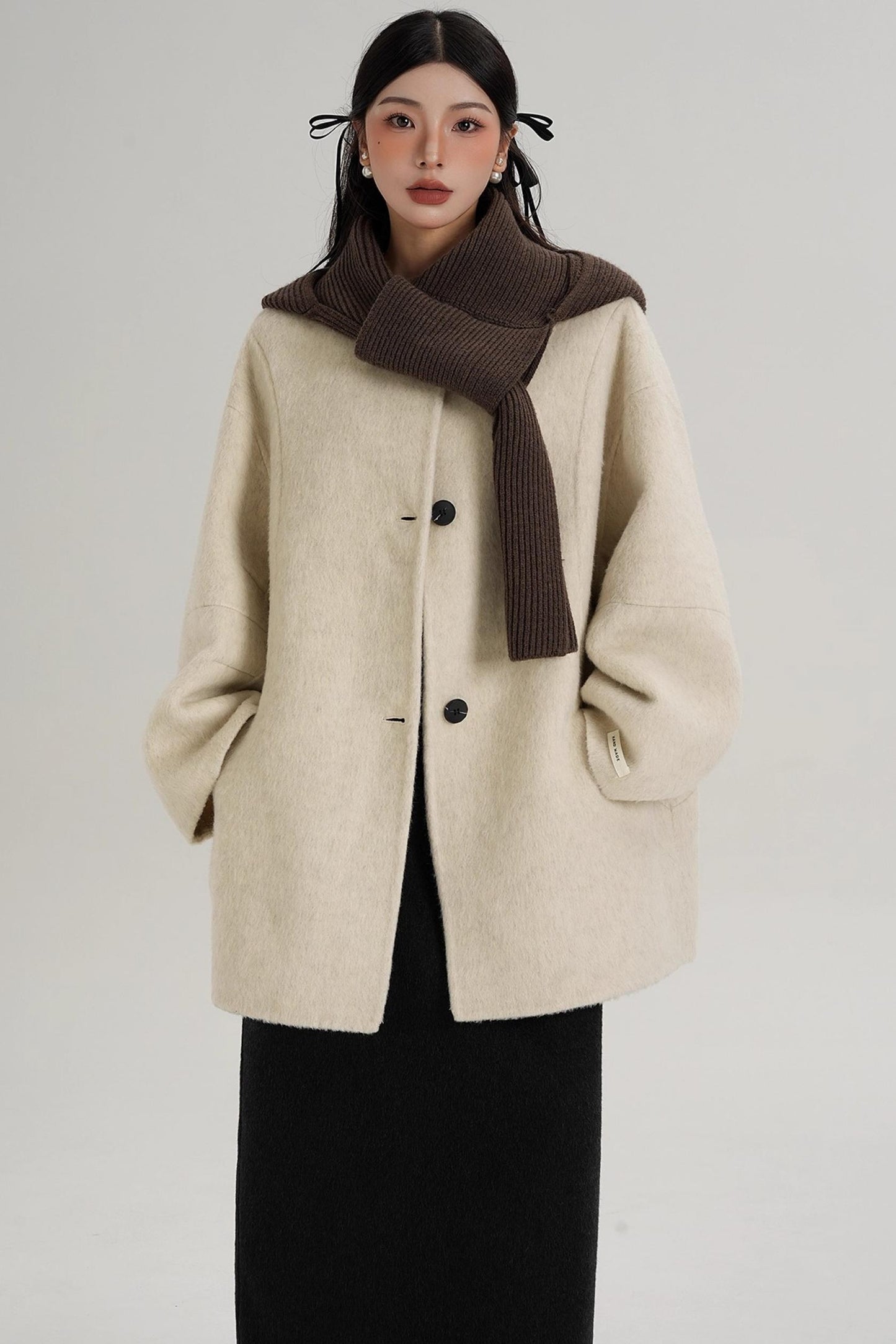 Elegant Chestnut Wool Coat