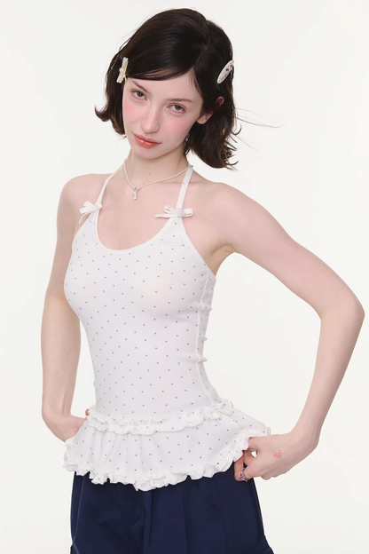 Mint Candy Lace Polka Dot Top