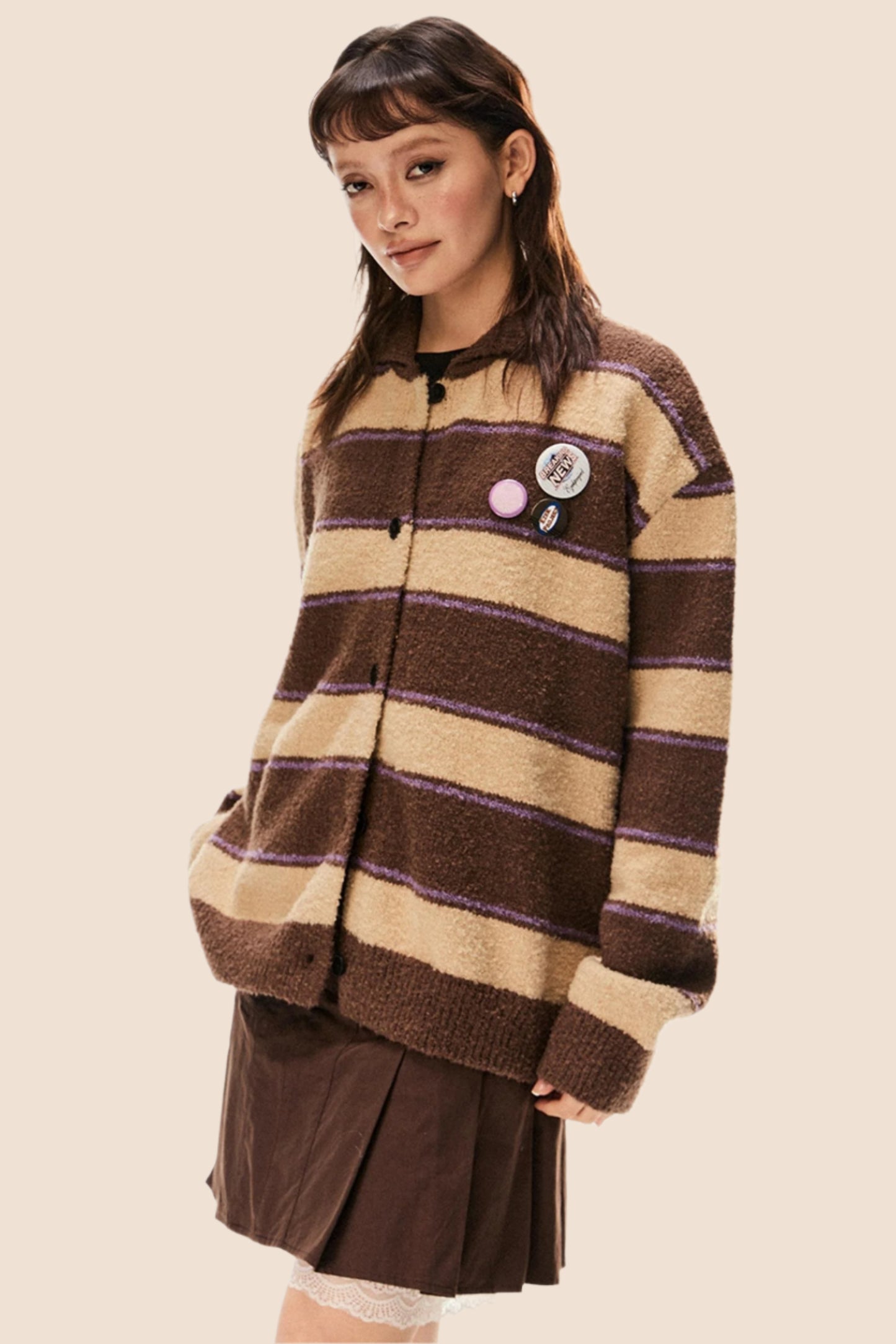 Loose Patchwork Knit Sweater Top