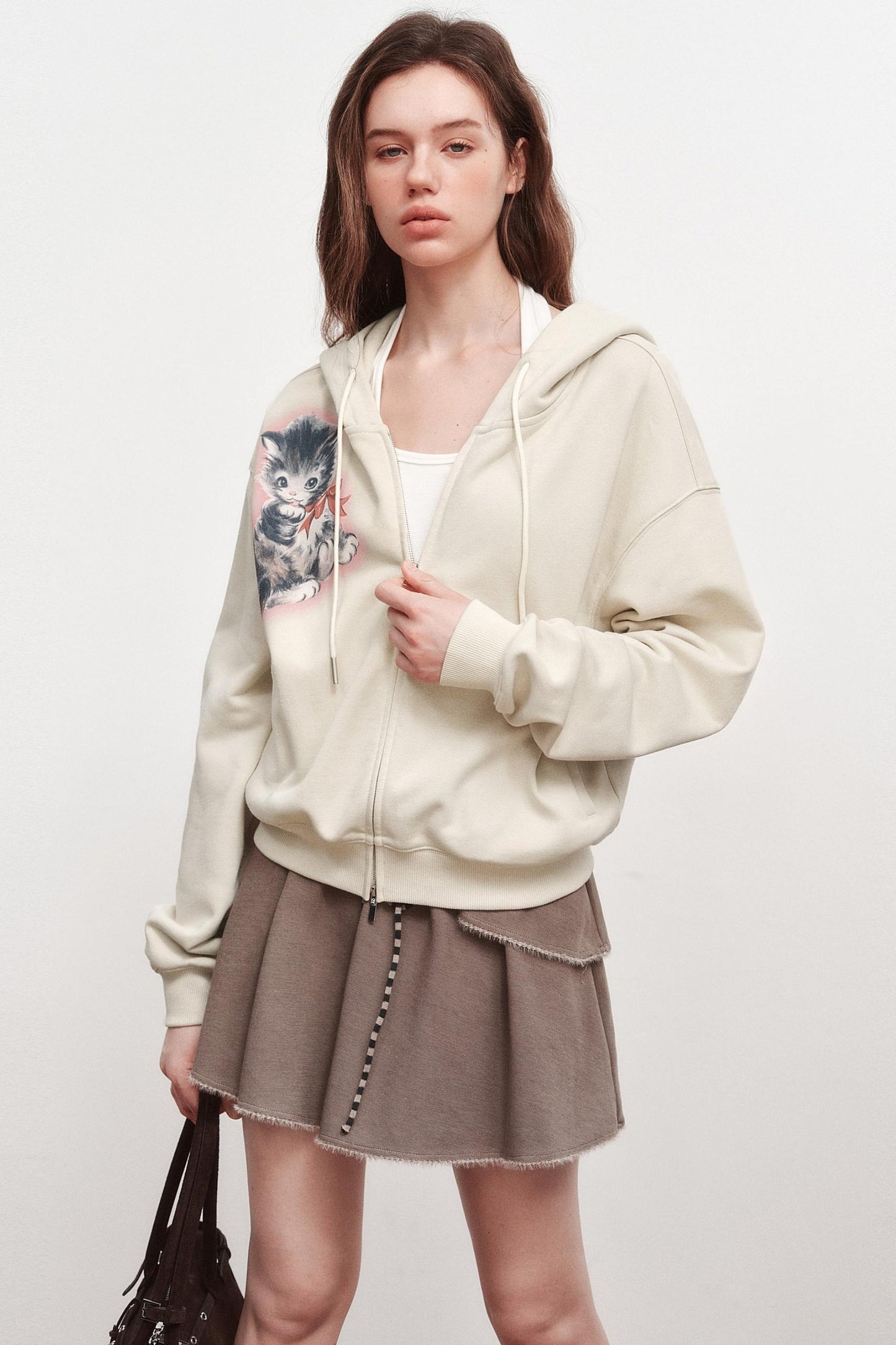 Luminous Kitten Print Hooded Jacket