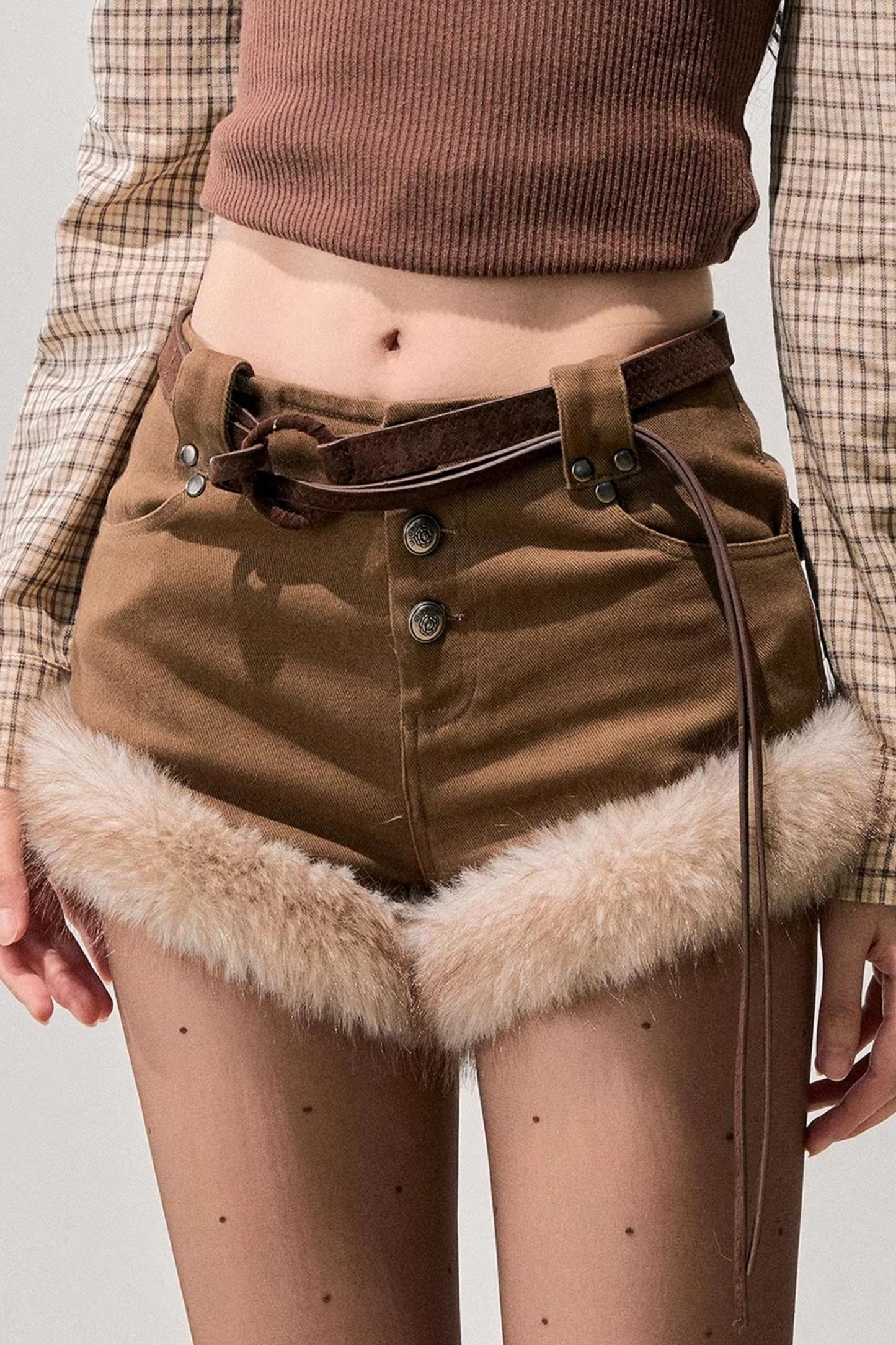 Korean Faux Fur Wide-Leg Pants