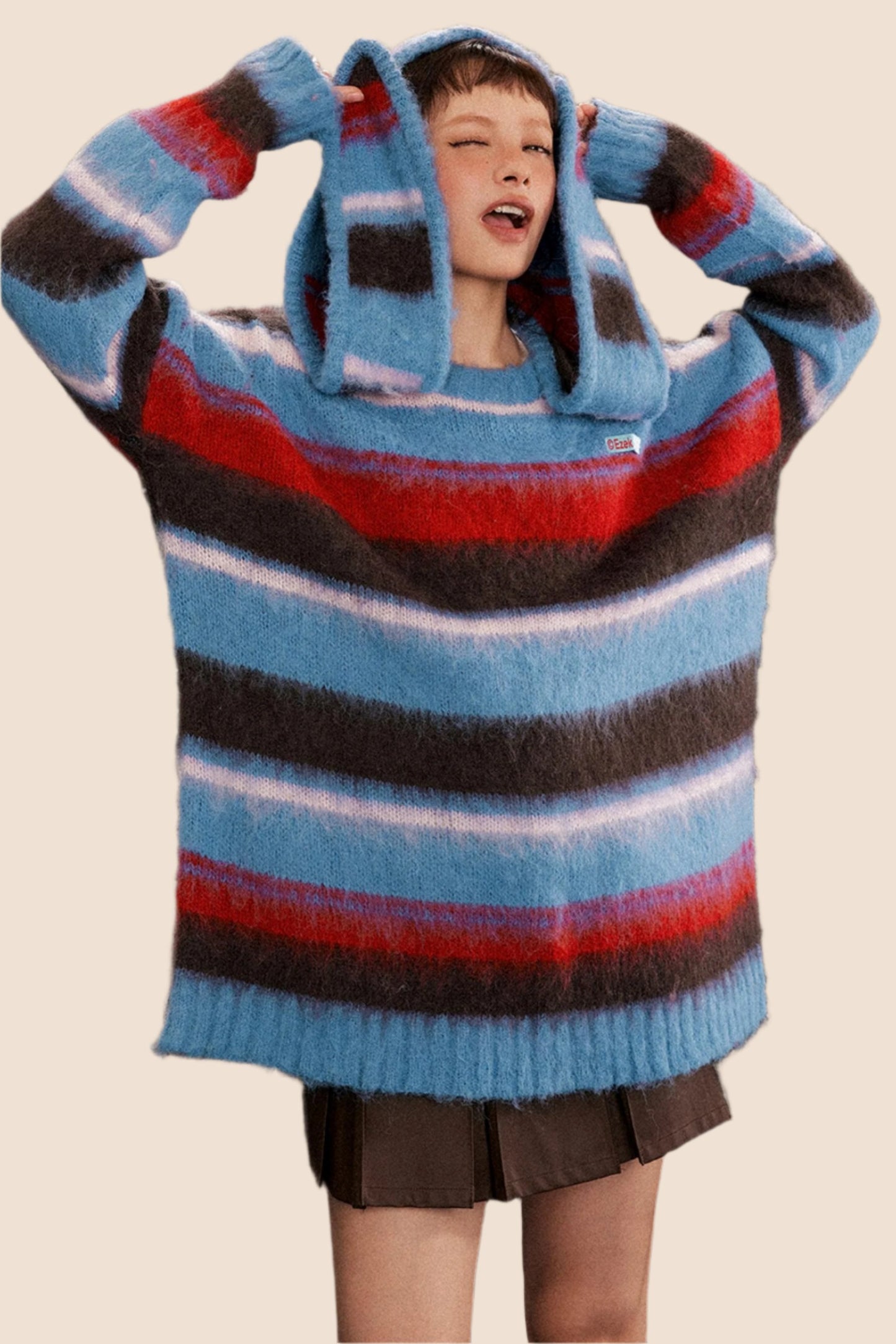 American Hooded Loose Knit Sweater