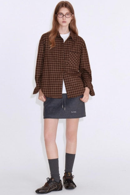 Autumn Embroidery Plaid Shirt