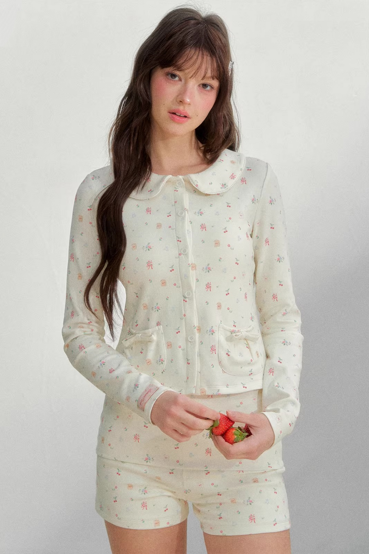 Printed Doll Collar Blouse Set-Up