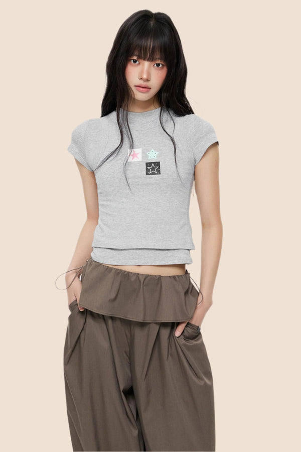 Slim Gray Square Crop Tee