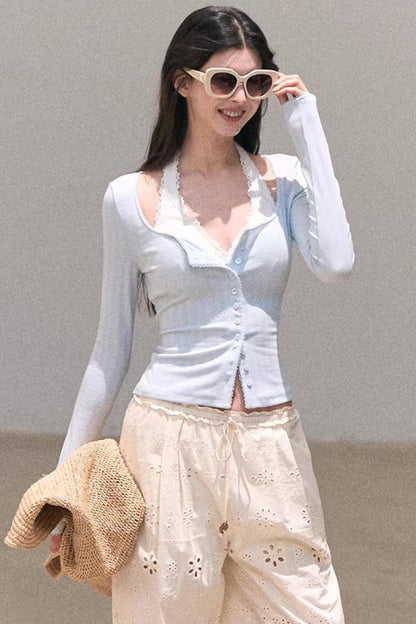 Lace-Trimmed Halter Camisole