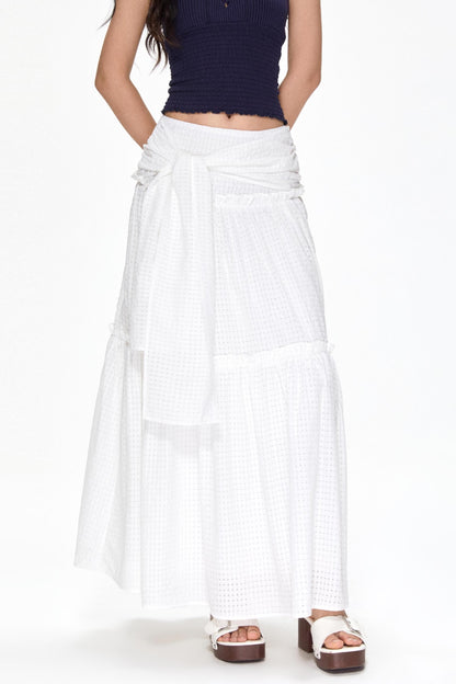 Vintage White Mesh Midi Skirt