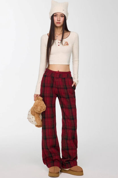 Red Winter Casual Pants