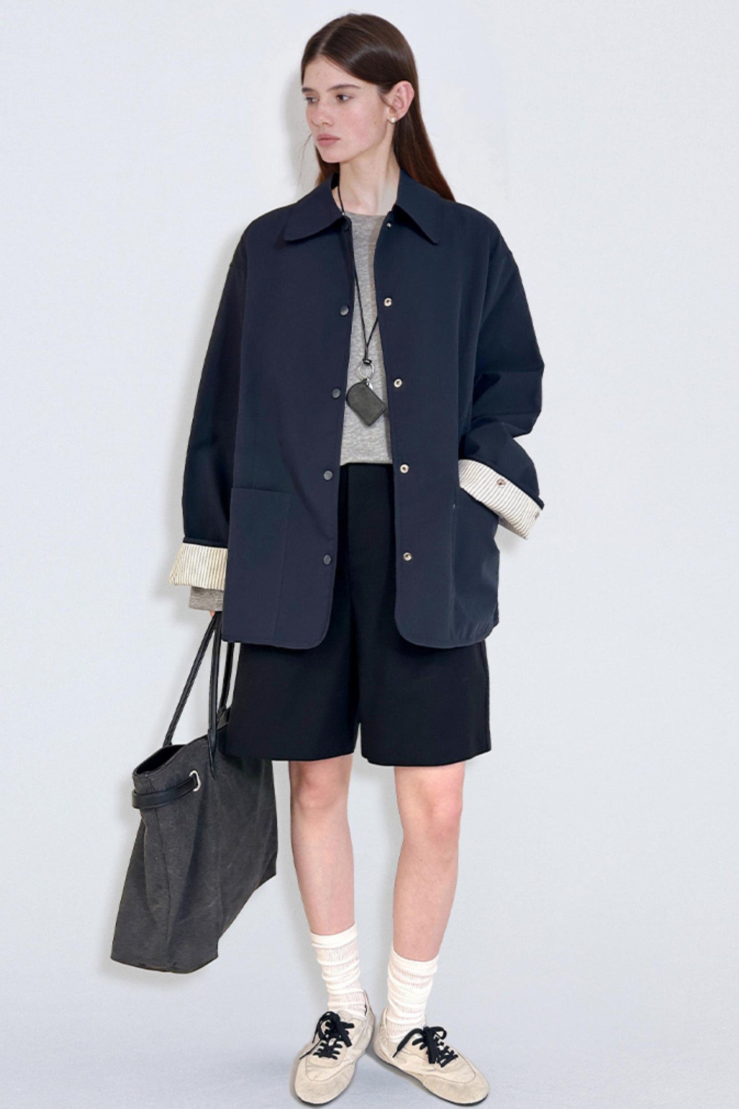 Casual Stripe Doubleside Trench Coat