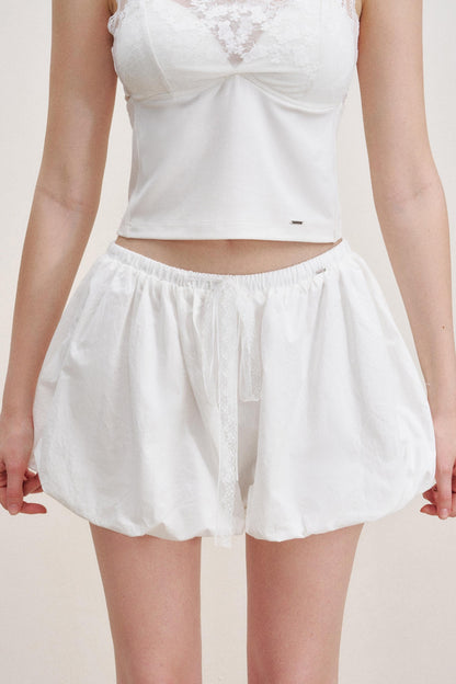 High-Waist Lace-Up Bubble Shorts