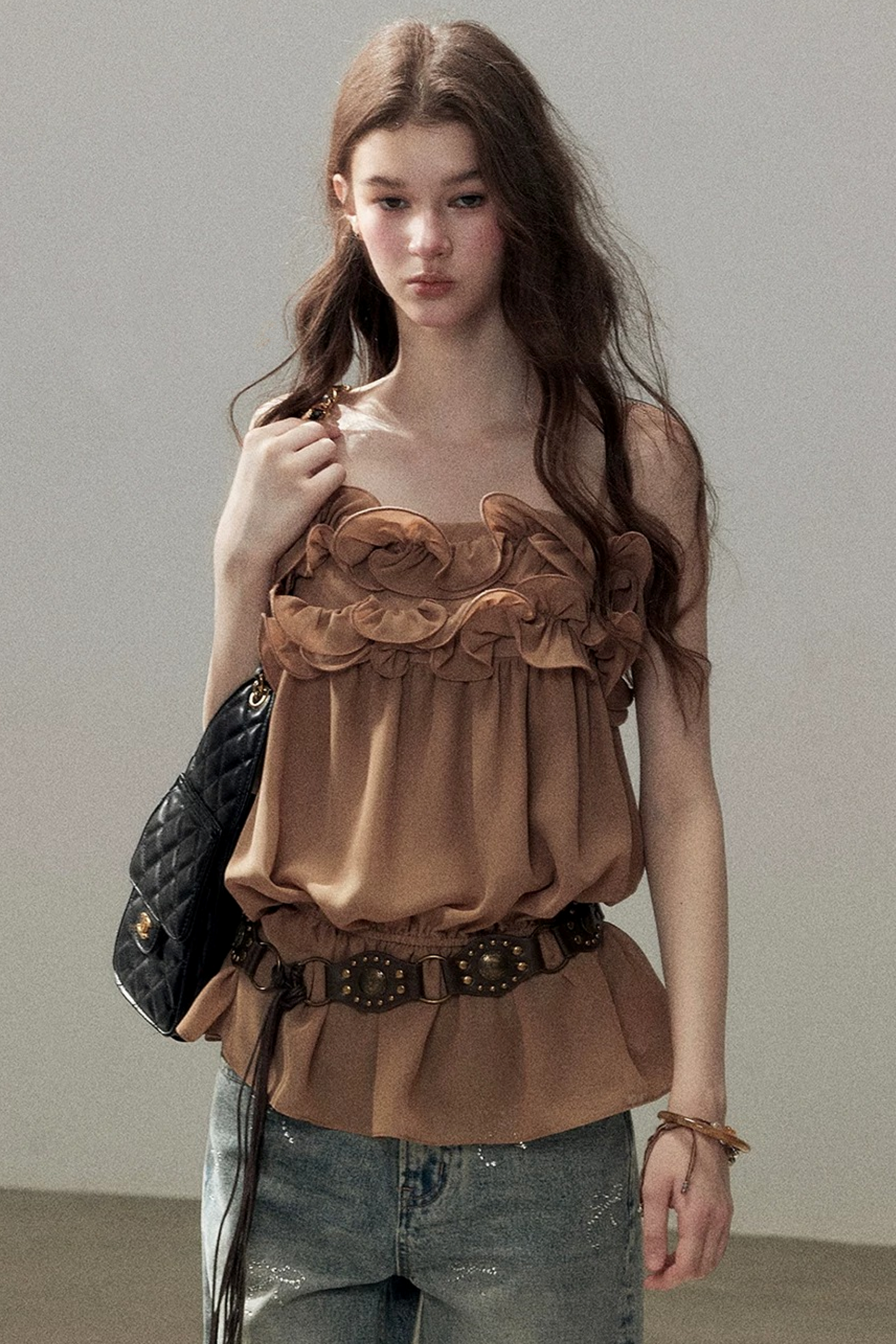 Ruffled Chiffon Camisole Top