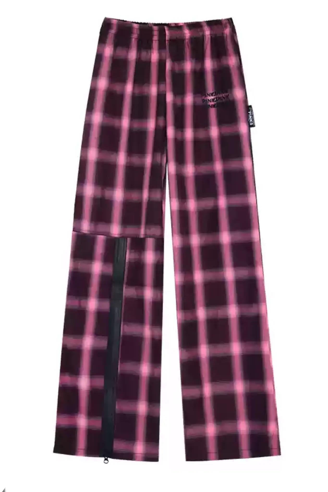 Plaid High-Waist Trousers