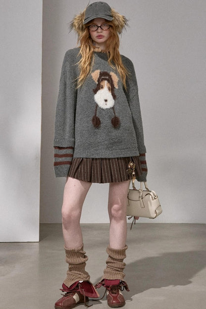 Hat and Puppy Knitted Sweater