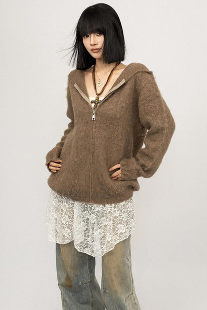 American Loose Hoodie Cardigan