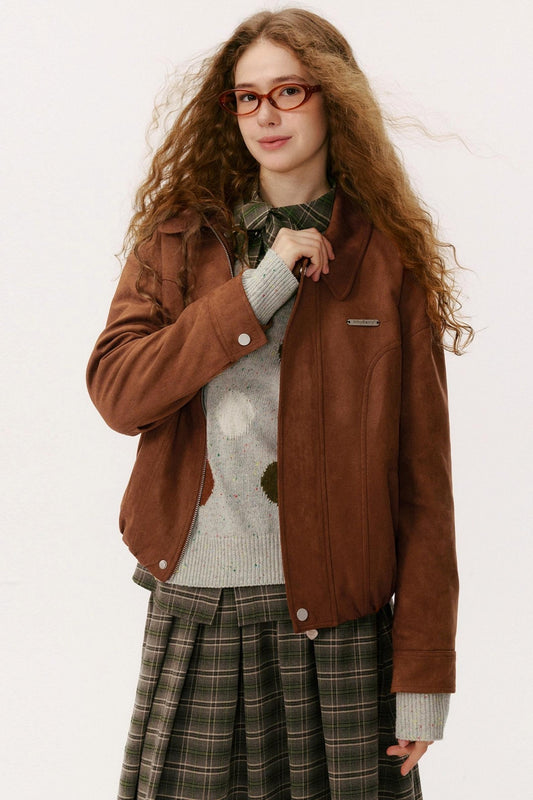 Lapel Suede Vintage Jacket