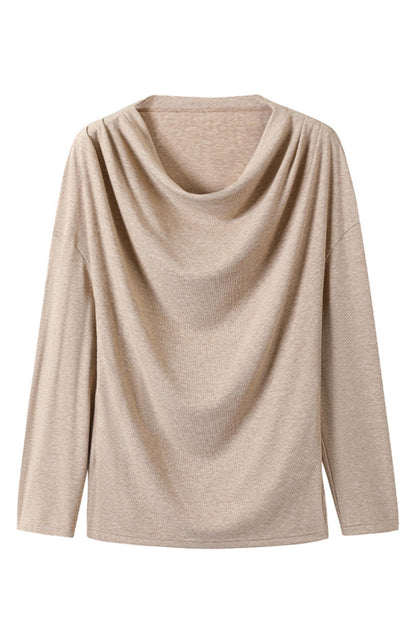 STACK NECK LOOSE LONG SLEEVE T-SHIRT