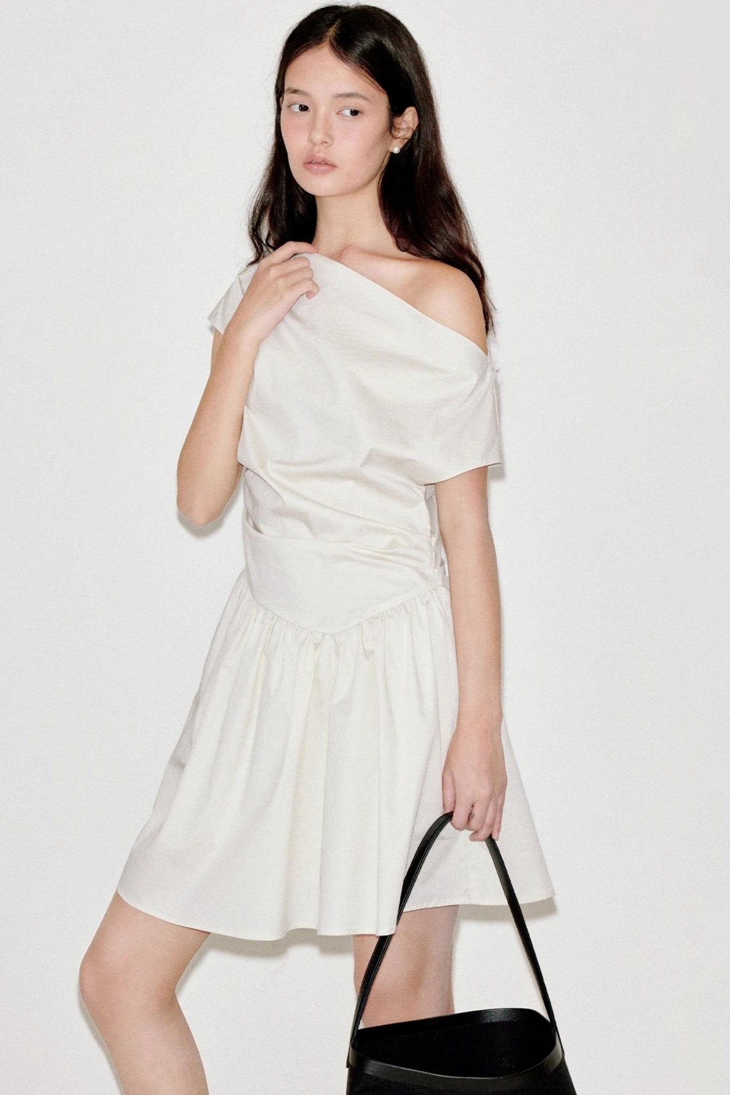 Upright Pleated Shoulder Dress
