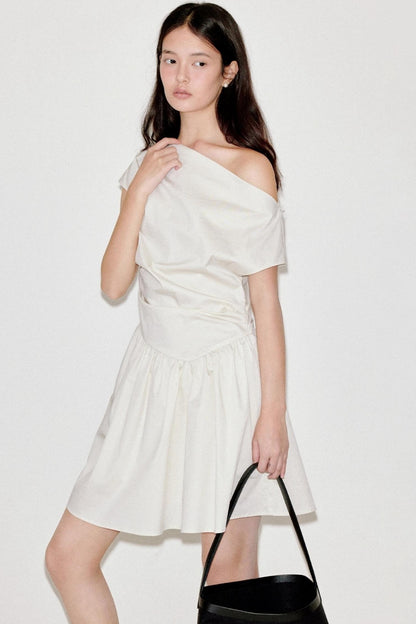 Upright Pleated Shoulder Dress