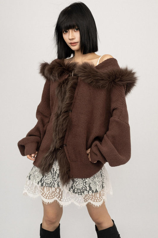Fringe Knit Sweater Jacket
