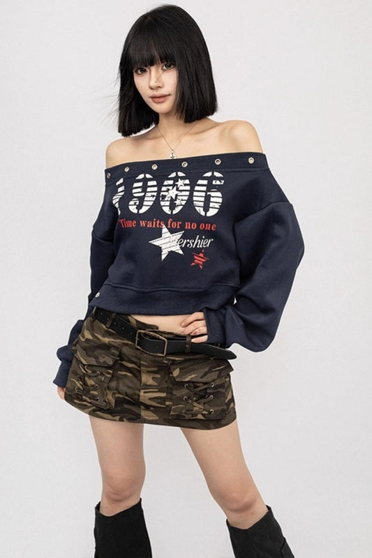 Vintage Spice Off-Shoulder T-Shirt