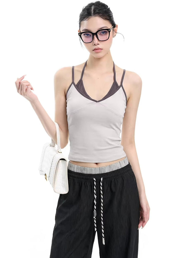 Retro Grey Halter Top