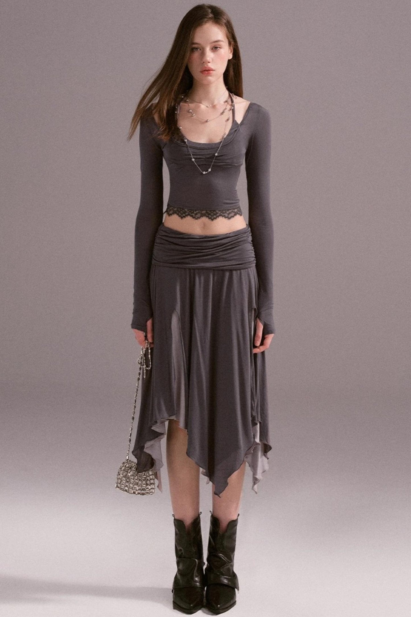 Irreguler Lace Skirt Set-Up