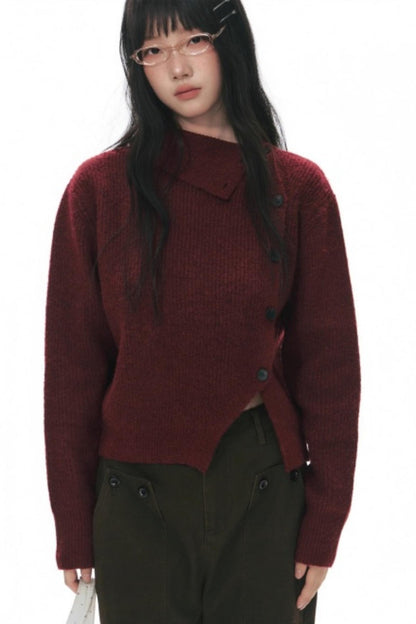 Asymmetrical Vintage Red Sweater