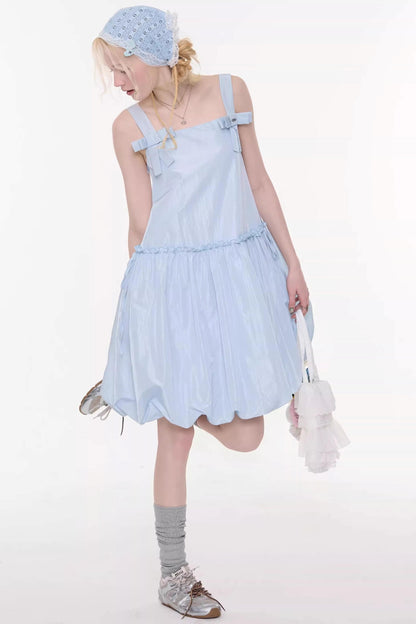 Summer Blue Bow-Tie Dress