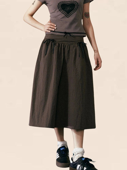 American Retro Mid Length Brown Skirt