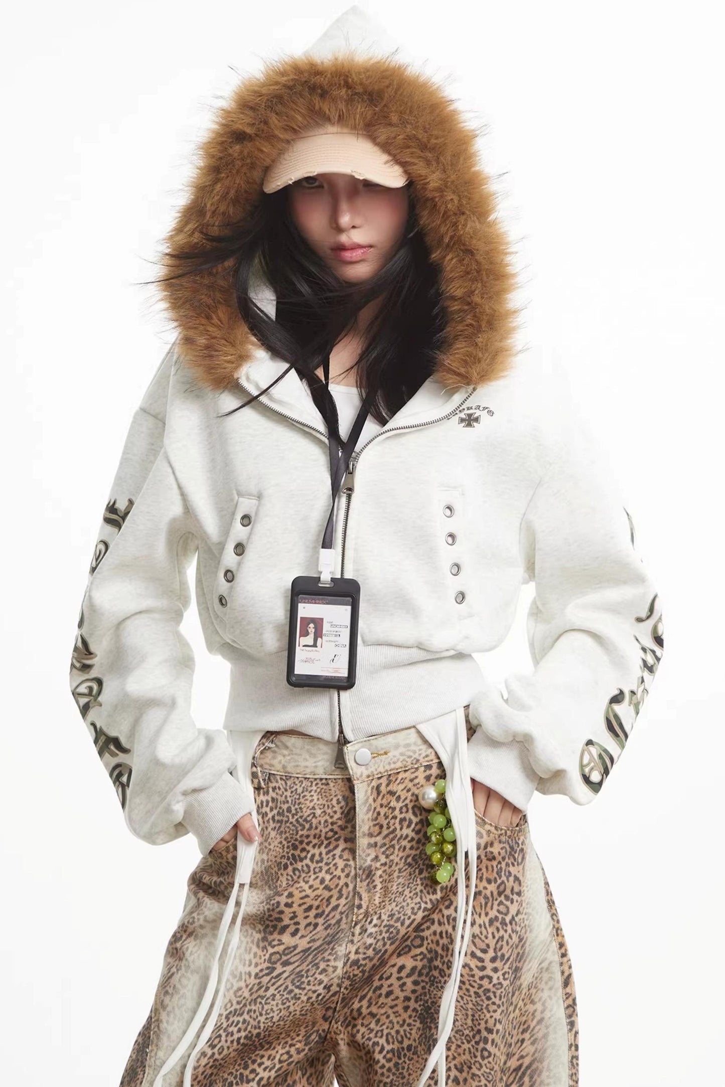 Light Gray Hooded Cardigan Jacket