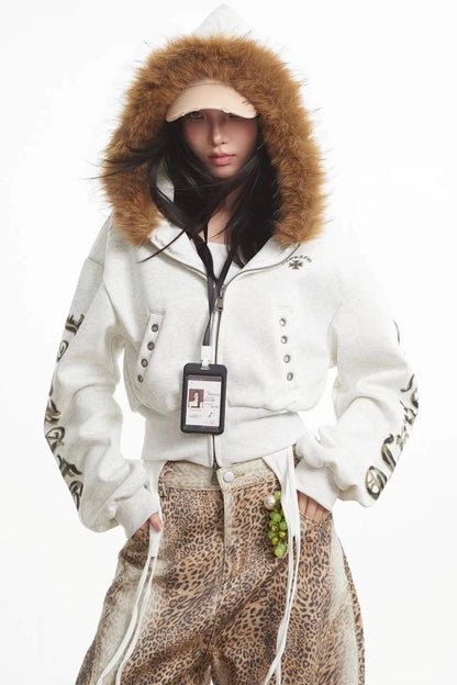 Light Gray Hooded Cardigan Jacket