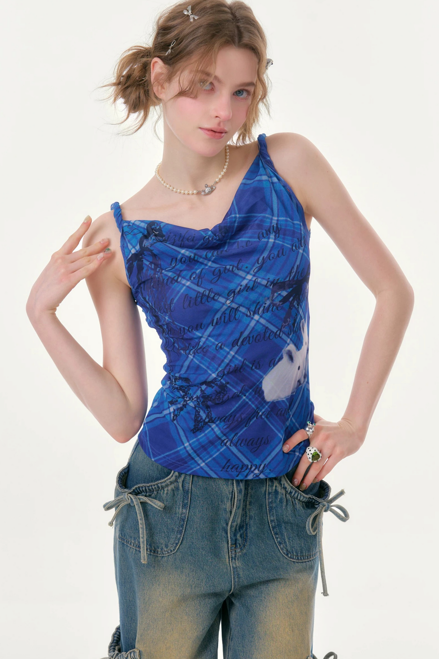 Klein Blue Plaid Swing Top