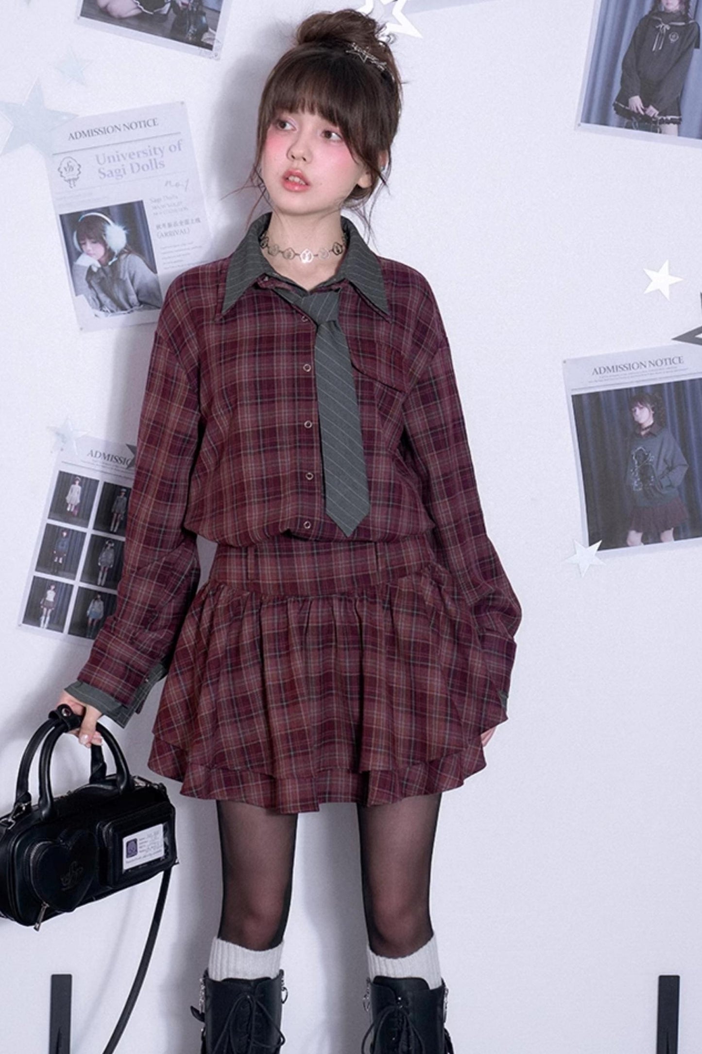Versatile Red Plaid Spring Dress