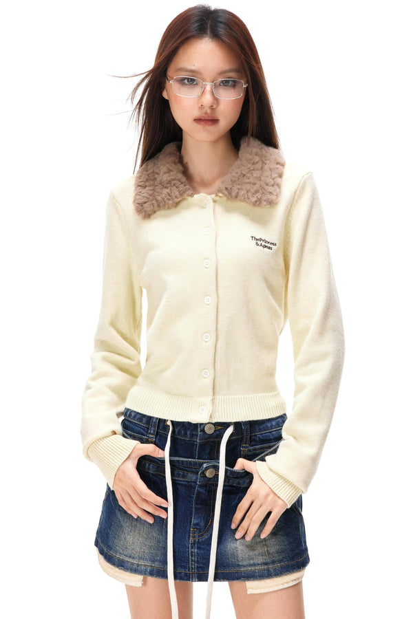 Retro Color-Block Fur Knit Sweater