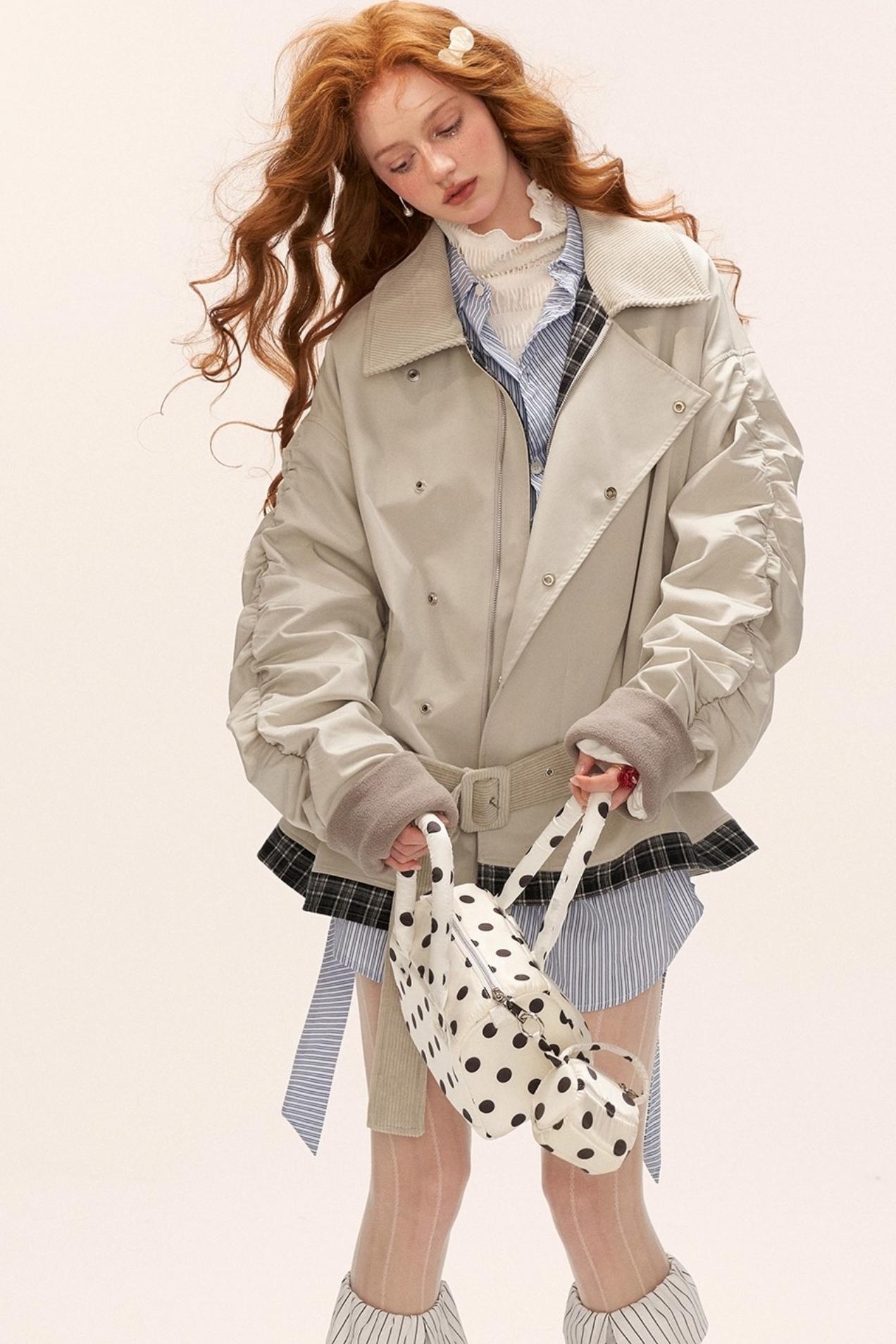 Plaid Corduroy Collar Jacket