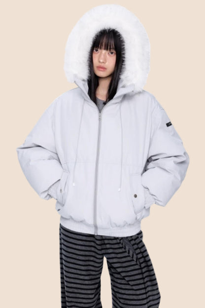 Fur Collar Hooded Down Coat